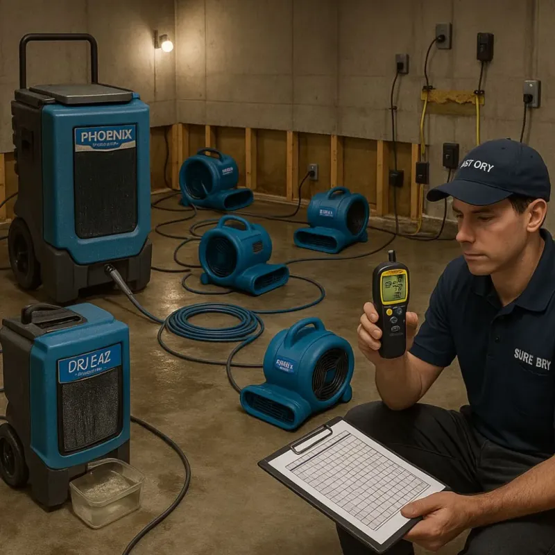 Structural Drying and Dehumidification process in West Menlo Park, CA